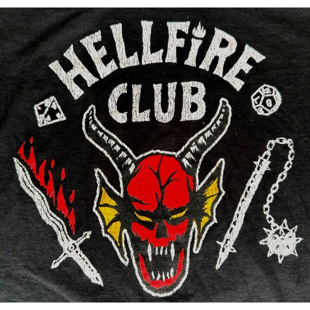 Stranger Things Hellfire Club T Shirt 2X Netflix Black Halloween Demon Flames